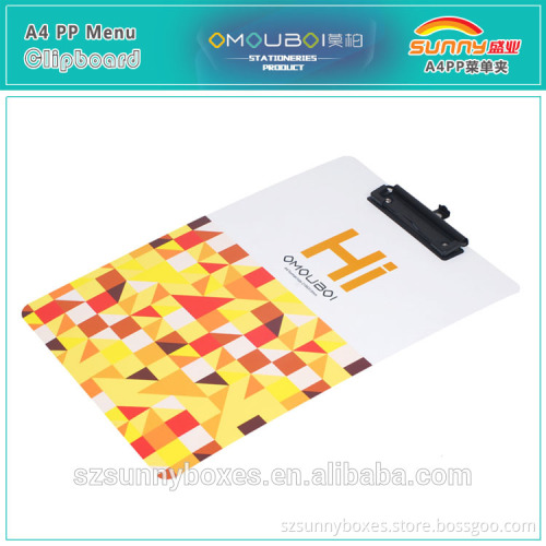 China Manufacturer Cheap A4 PP Drawing Folder With Board Clip
